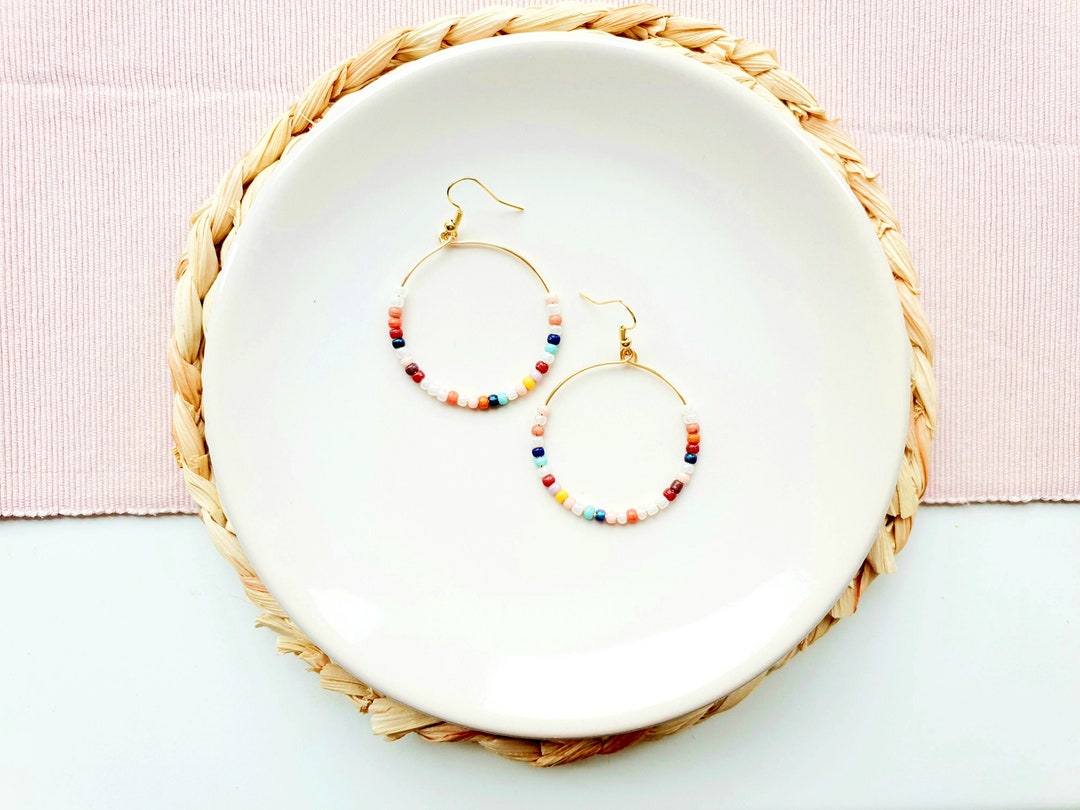 Boho Ohrringe Mit Rocailles-Perlen - Statement Creolen Im Stockholm Style