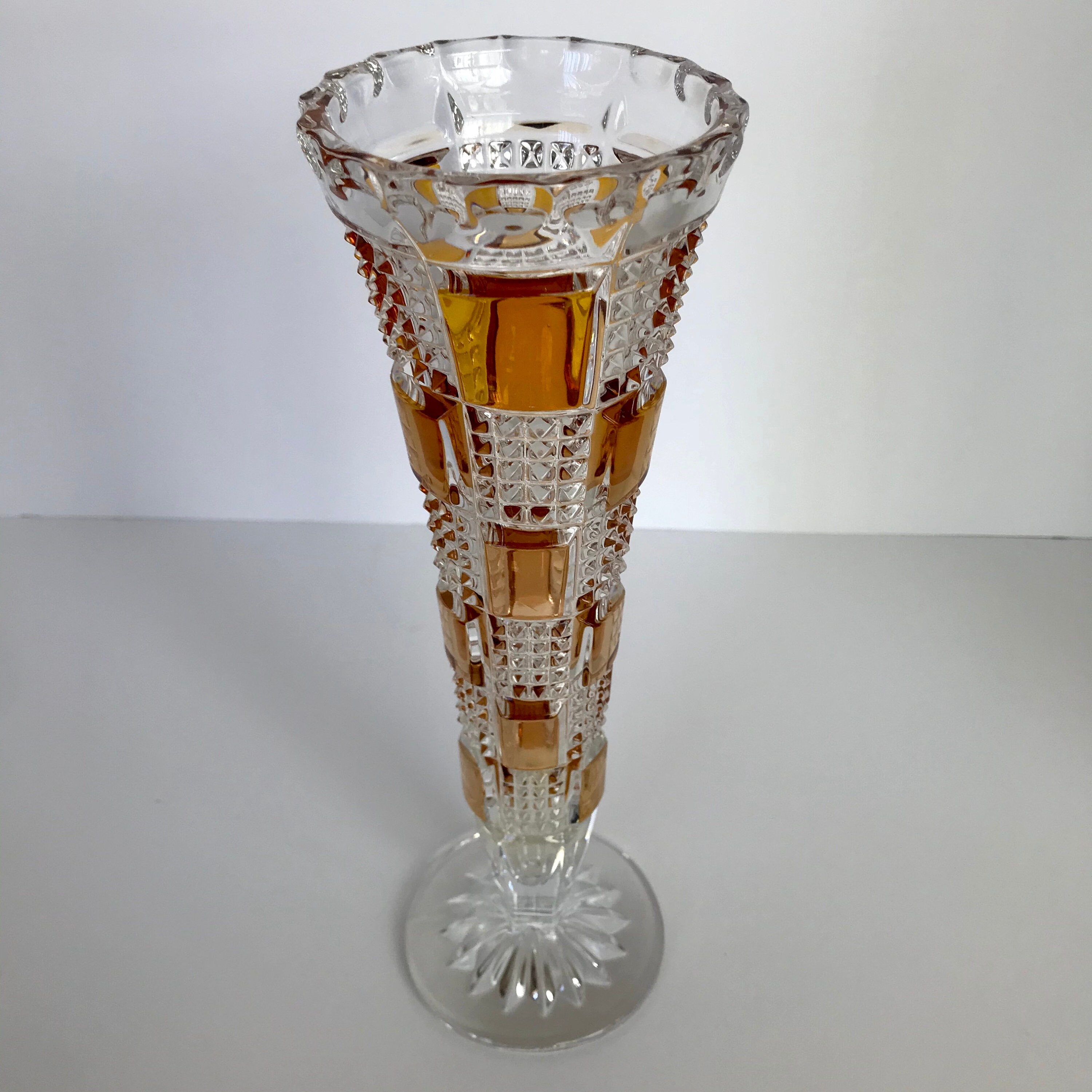 Vintage Crystal Bud Vase PBO Led Amber and Clear Etsy