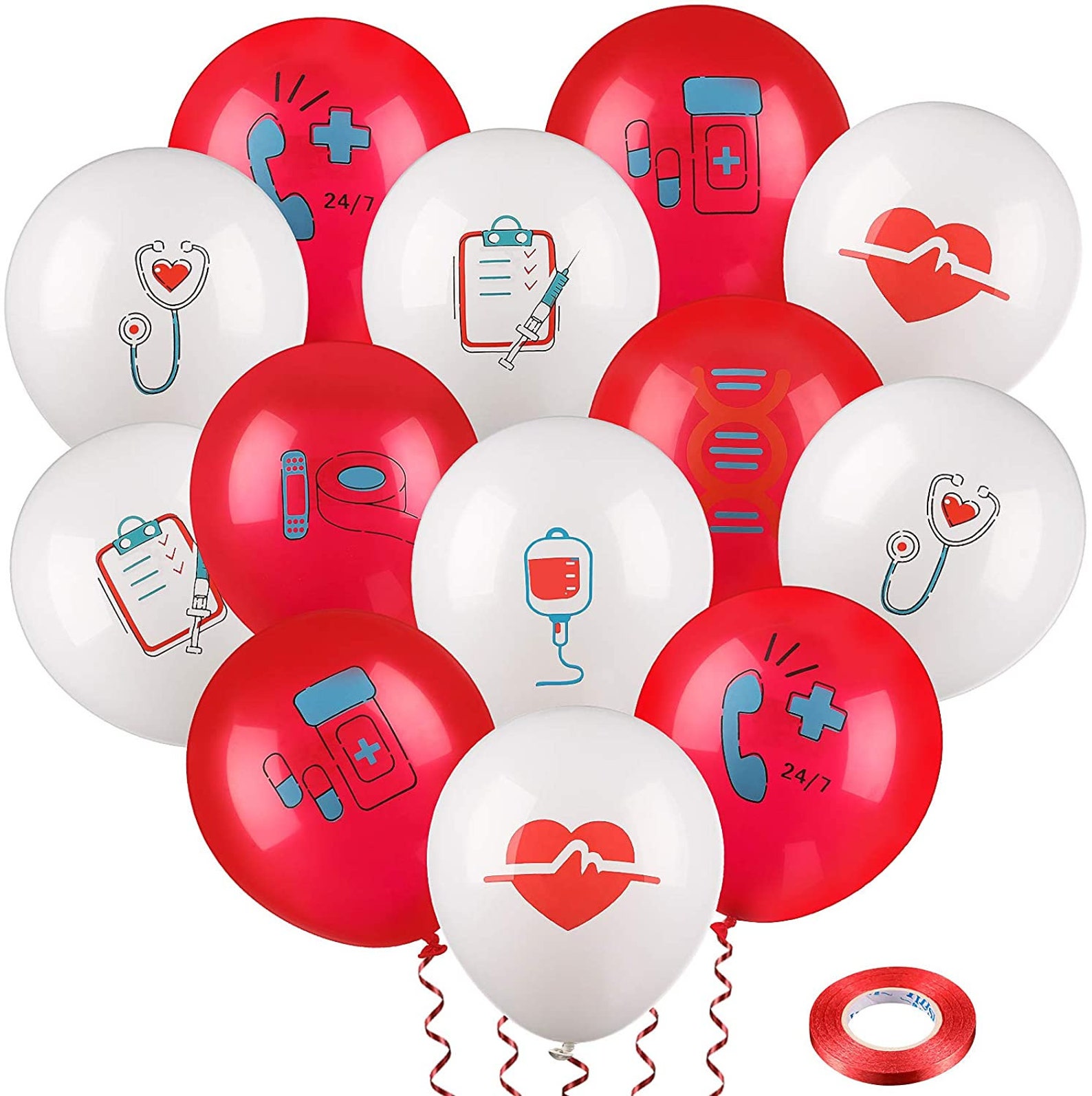 8 Pieces Nurse Balloons 12 Inch Red and White Nursing Latex Etsy