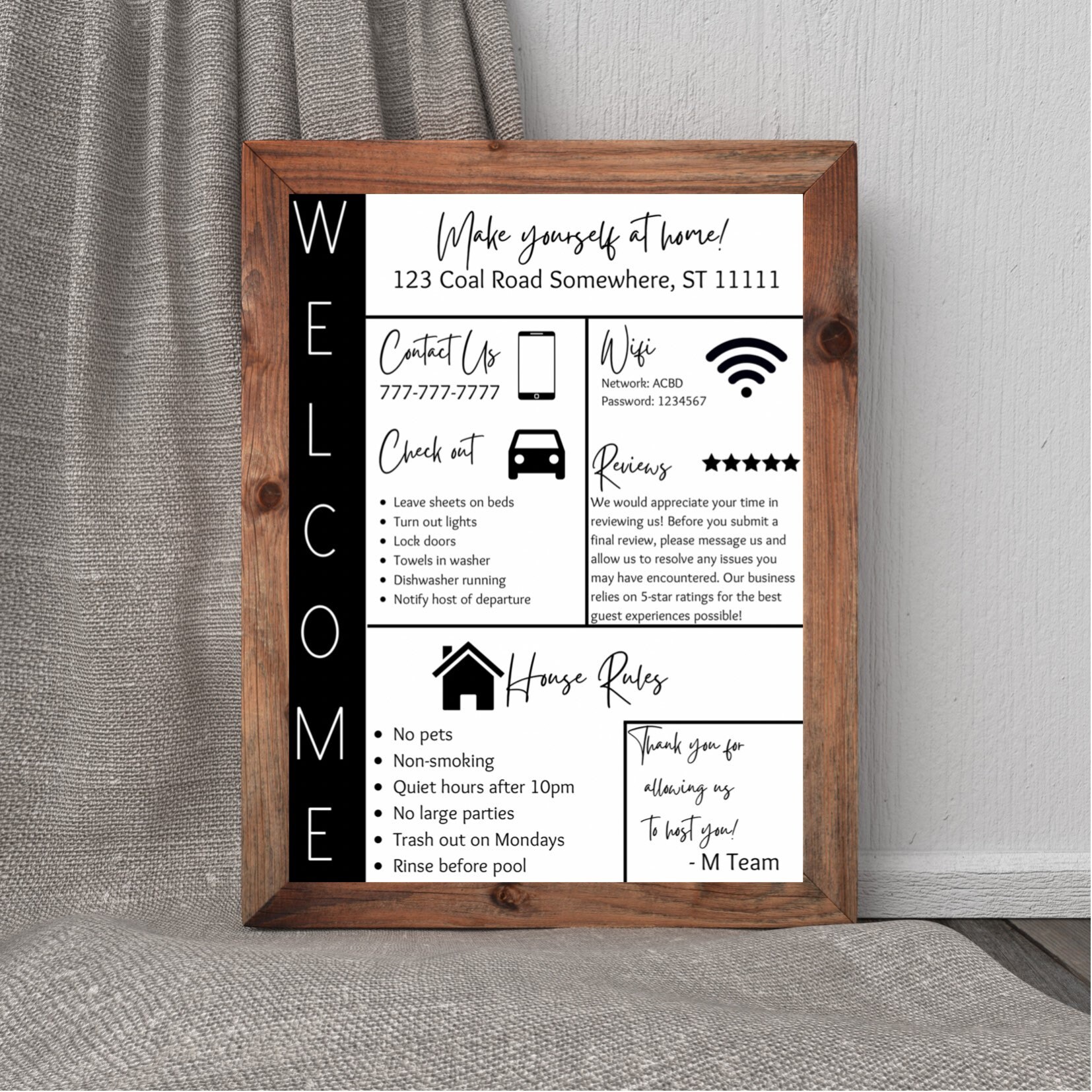 Airbnb Sign Template Digital Print Instant Download