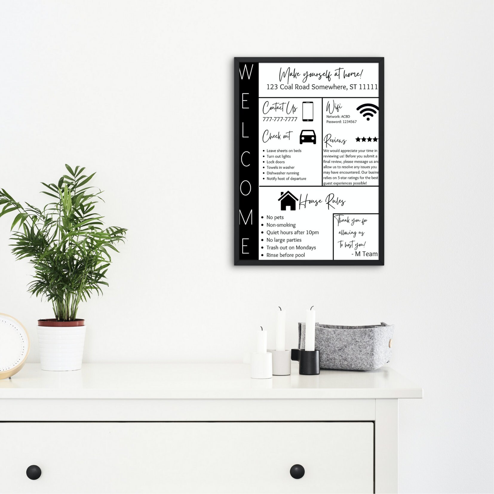 Airbnb Sign Template Digital Print Instant Download