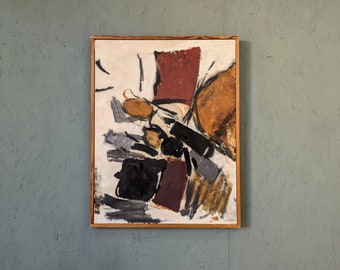 1965 Vintage Original Swedish Abstract Oil Painting - Array - Mid-Century Modern Framed Artwork - Modernist Wall Art
