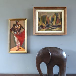 1955 Vintage Modernist Original Swedish Abstract Landscape Oil Painting - "Woodland Rhythm" - Framed Wall Art image 2