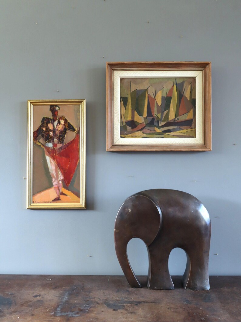 1955 Vintage Modernist Original Swedish Abstract Landscape Oil Painting - "Woodland Rhythm" - Framed Wall Art image 2