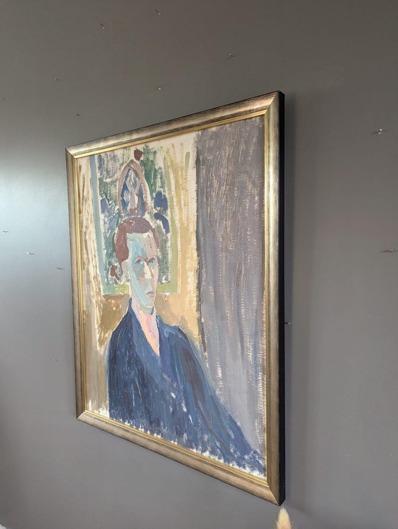 1944 Vintage Mid Century Modern Original Figurative Portrait Oil ...