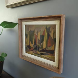 1955 Vintage Modernist Original Swedish Abstract Landscape Oil Painting - "Woodland Rhythm" - Framed Wall Art image 5