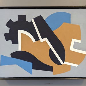 Contemporary Mini Abstract Acrylic Painting - &#39;La Plage&#39; - Original Artwork by French Artist Nils Jean
