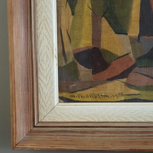 1955 Vintage Modernist Original Swedish Abstract Landscape Oil Painting - "Woodland Rhythm" - Framed Wall Art image 6