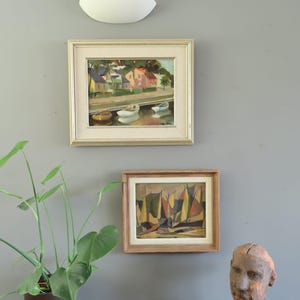 1955 Vintage Modernist Original Swedish Abstract Landscape Oil Painting - "Woodland Rhythm" - Framed Wall Art image 3