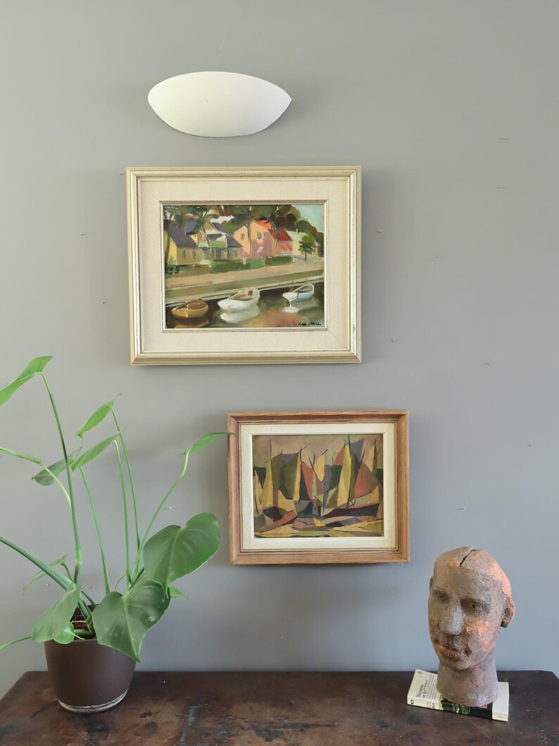 1955 Vintage Modernist Original Swedish Abstract Landscape Oil Painting - "Woodland Rhythm" - Framed Wall Art image 3