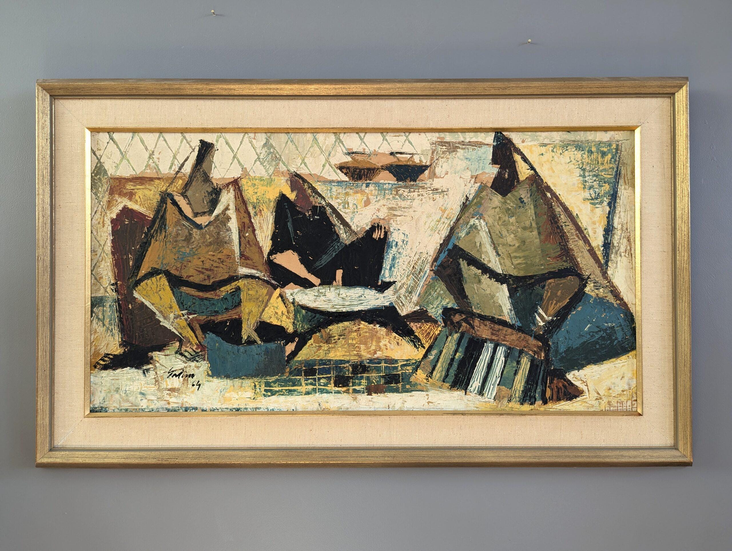 1964 Vintage Mid-century Modern Original Semi-abstract Figurative