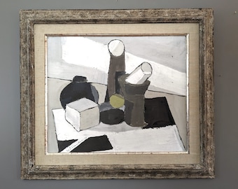 1966 Vintage Original Mid-Century Modern Still Life Oil Painting - 'The Green Ball' by Swedish Artist Gunnar Hållander (1915-1980), Framed