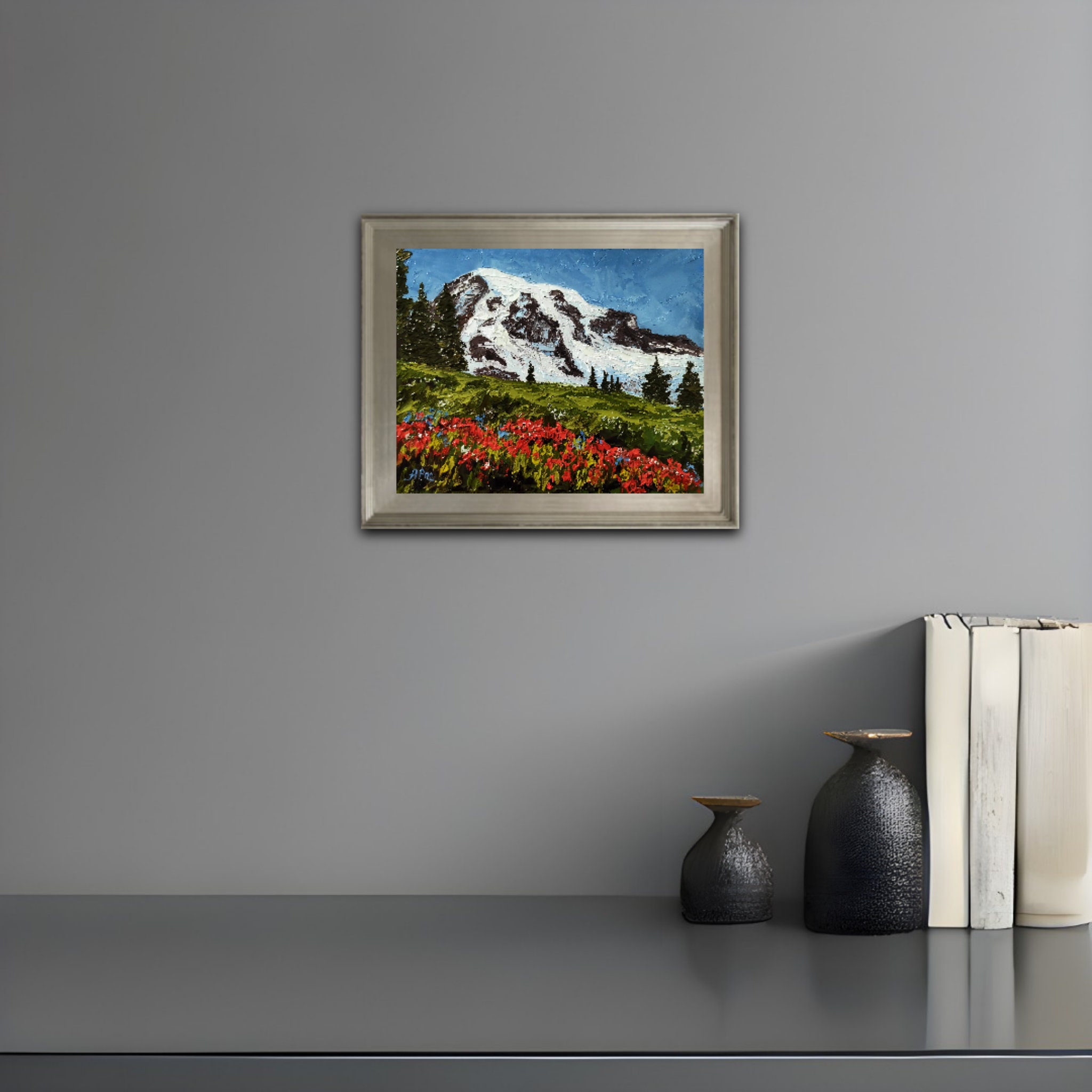 Mount Rainier Painting Original Artwork Impasto Oil Painting Etsy