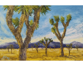 Joshua Tree peinture oeuvre d'art originale paysage peinture à l'huile du parc national Art 20 x 12 po
