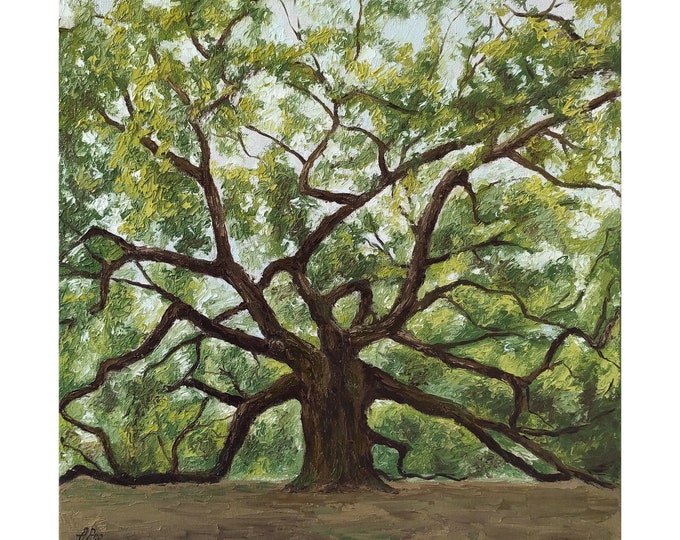 Oak Arkwork Oak Tree Painting Original Artwork Angel Oak Tree Oil Painting Canvas ...