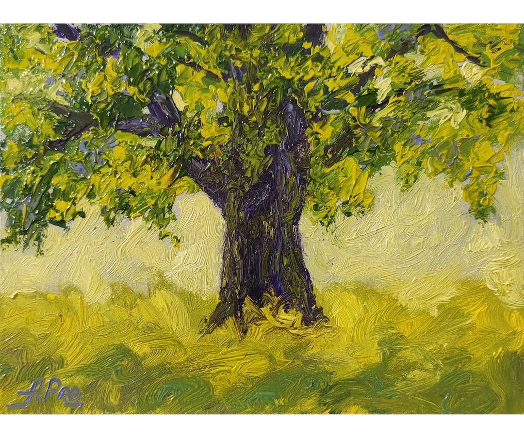 Oak Tree Painting Original Artwork Small Landscape Oil Painting Forest ...