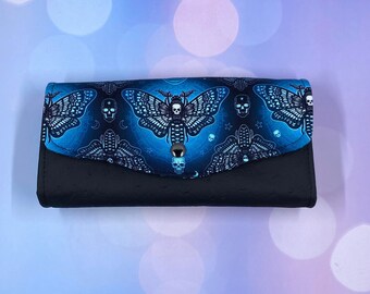 witchy clutch, goth wallet for women, clutch wallet women, checkbook wallet, cottagecore skulls,  witchy mothers day gifts, goth mothers day