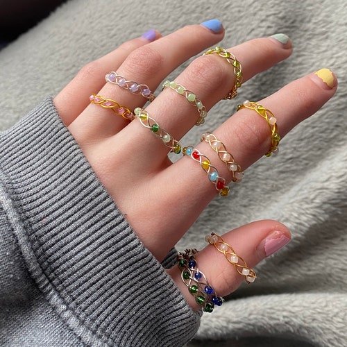 Customizable Braided Bead Rings Etsy