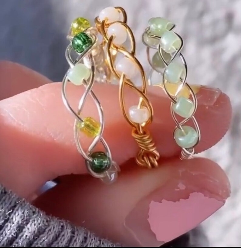 Customizable Braided Bead Rings Etsy