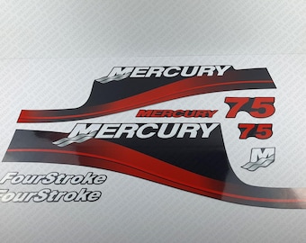 Mercury 75 hp Four Stroke outboard engine decals sticker set reproduction