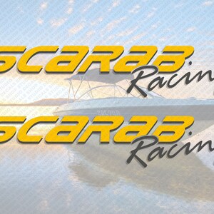 Scarab Racing Boat Logo Decal Set of 2