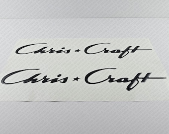 Chris Craft Boat Logo Black raised domed 3D decal set of 2