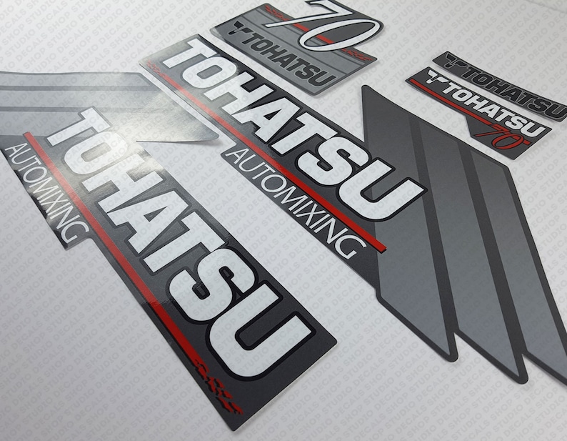 Tohatsu 70 HP Two Stroke Automixing Outboard Engine Decals Sticker Set ...