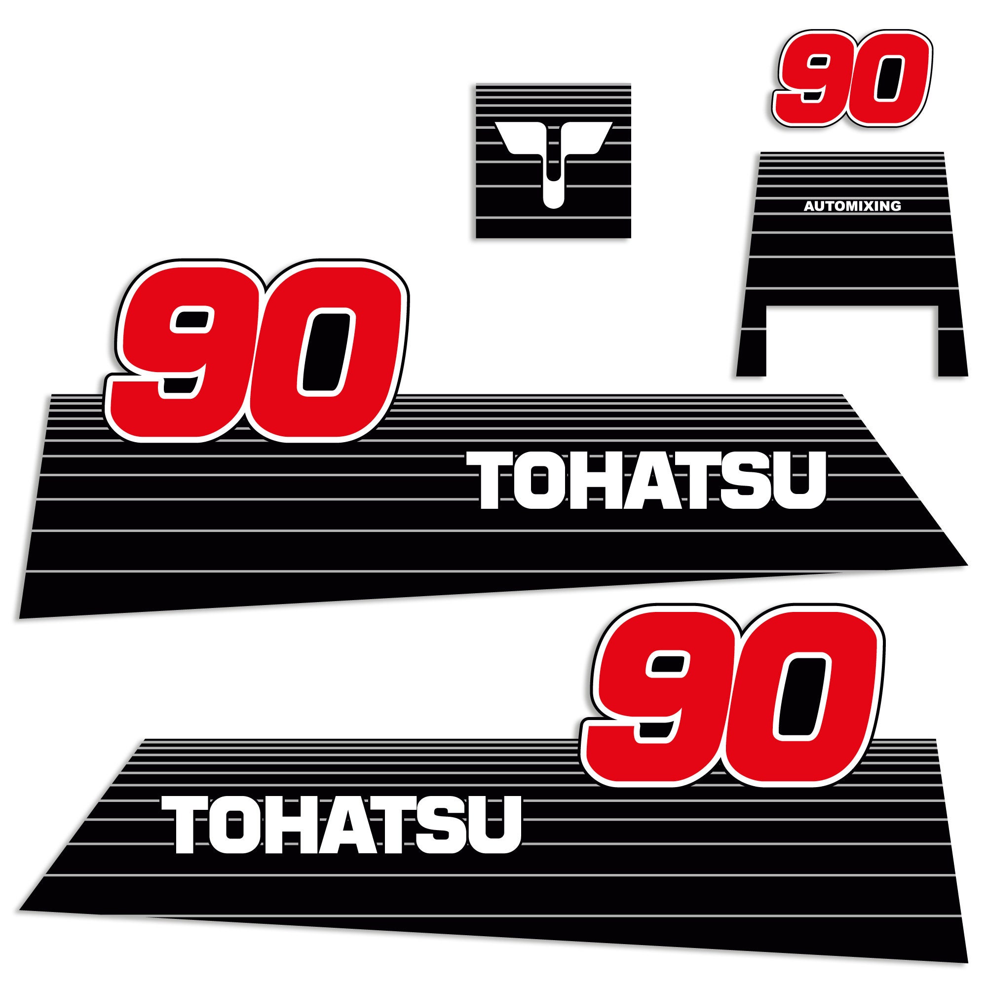 Tohatsu 90 HP Automixing 2002 and Earlier Outboard Engine Decals