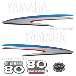 Yamaha 80 HP Four Stroke outboard engine decals sticker set reproduction