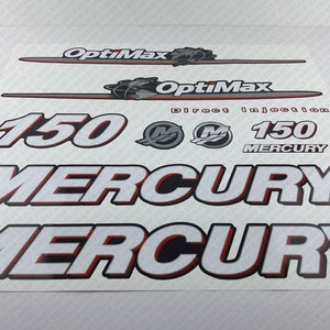 Reproduction d&#39;un jeu d&#39;autocollants pour moteur hors-bord Mercury 150 cv Optimax