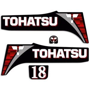 Tohatsu 18 HP Two Stroke outboard engine decals sticker set reproduction
