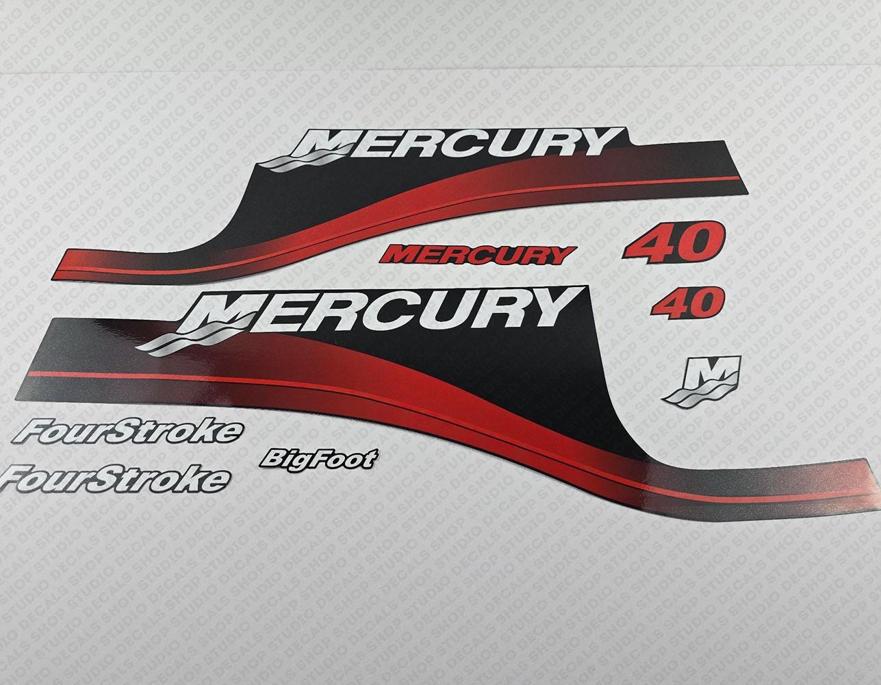 thumbnail image 2 of Outboard Graphics Mercury 40hp Four Stroke EFI Outboard Decals / Sticker Kit – Reproduction, UK Made 2 of 4