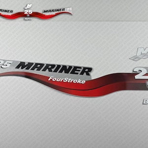 Reproduction d&#39;un jeu d&#39;autocollants pour moteur hors-bord quatre temps Mariner 25 CV