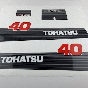 Reproduction d&#39;un jeu d&#39;autocollants pour moteurs hors-bord Tohatsu 40 HP Automixing 2002 et antérieurs