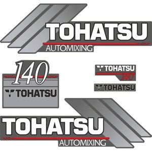Tohatsu 140 HP Two Stroke Automixing outboard engine decals sticker set reproduction