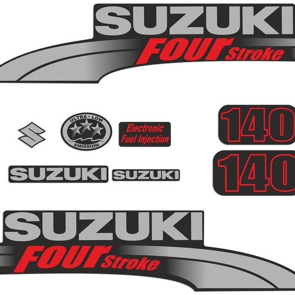 Suzuki DF140 140hp Four Stroke - 2003 - 2009 decalcomanie motore fuoribordo riproduzione set di adesivi