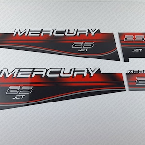 Mercury 25 HP Two Stroke 1996-1998 JET outboard engine decals sticker set reproduction