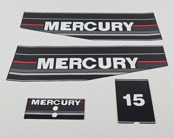 Mercury 15 HP Two Stroke 1989-1993 outboard engine decals sticker set reproduction