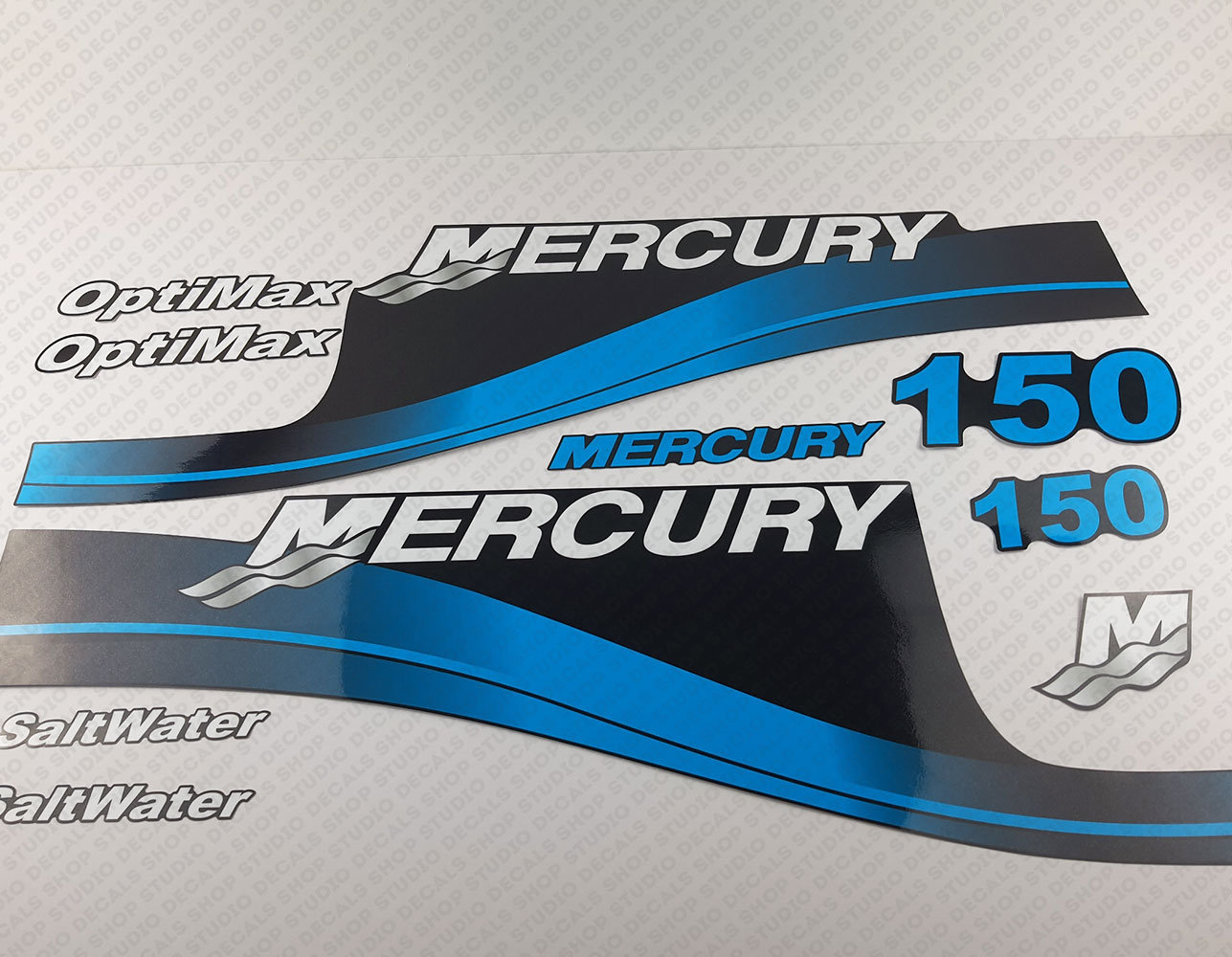 Mercury 150hp Optimax Saltwater Outboard Engine Decals Sticker Set