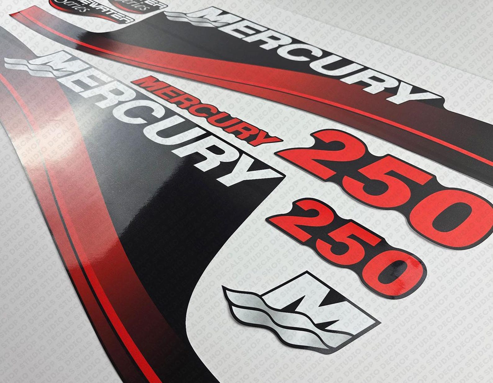Mercury 250hp EFI Bluewater Series Outboard Engine Decals Sticker Set ...