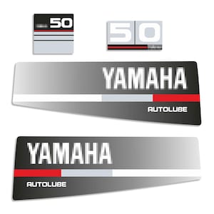 Yamaha 50 HP Autolube Two Stroke outboard engine decals sticker set reproduction