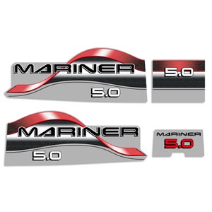 Reproduction d&#39;un jeu d&#39;autocollants pour moteur hors-bord Mariner 5 CV 1996-1998 deux temps