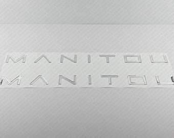 Manitou Boat Logo Chrome Raised Domed Decals 28.25" x 2" 2pcs