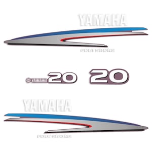 Yamaha 20 HP Four Stroke outboard engine decals sticker set reproduction