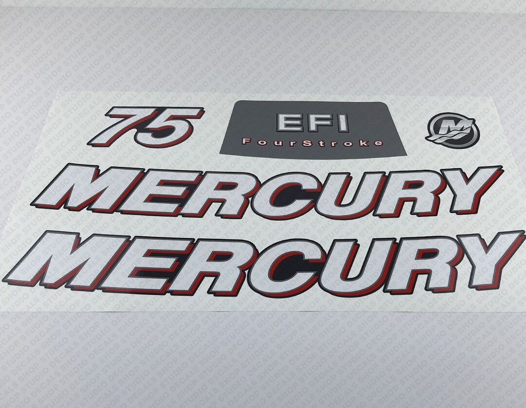 Mercury 75 HP Four Stroke EFI 2006-2012 Outboard Engine Decals Sticker ...