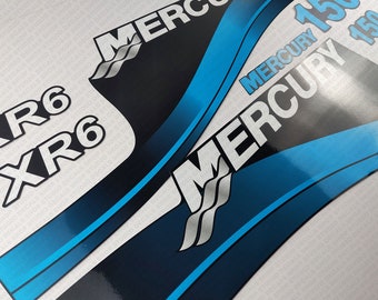 Mercury 150hp XR6 Outboard Engine Decals RED Sticker Set