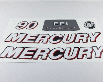 Mercury 90 HP Four Stroke EFI 2006-2012 outboard engine decals sticker set reproduction