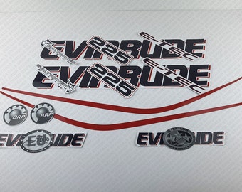 Evinrude 225HP E-tec (90 degree, V6, 3.3L) White Cowling outboard engine decals sticker set reproduction