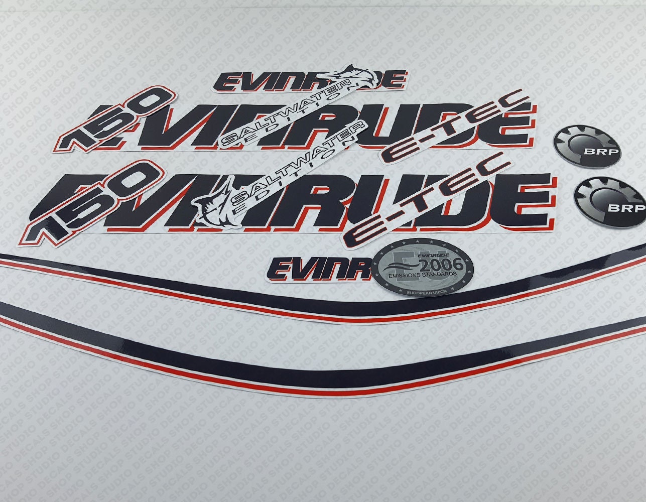 Evinrude 120hp Outboard Motor Decal Kit - 1991 - 1992 - 1993
