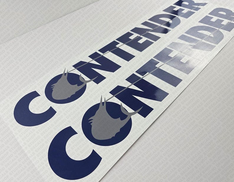 Contender Boat Logo Blue/gray Decals Set of 2 X 26